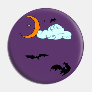 Moon Cloud Stars and Bats Pin