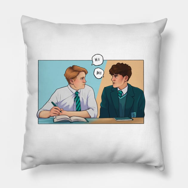 Nick and Charlie - heartstopper hi drawing Pillow by daddymactinus