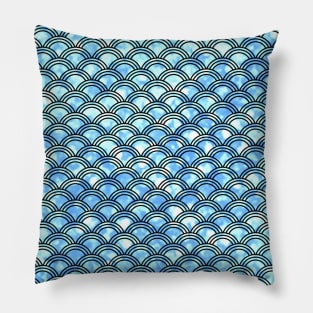 Pretty Blue Mermaid Scales Pillow