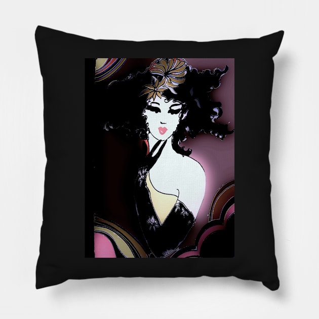 OP ART DECO POSTER PRINT DOLLY GIRL Pillow by jacquline8689