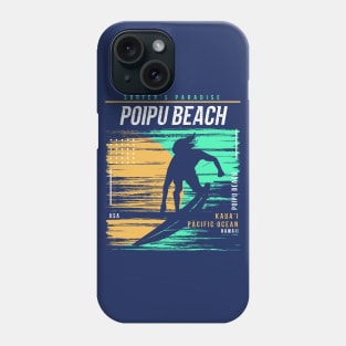 Retro Surfing Poipu Beach Kauai Hawaii // Vintage Surfer Beach // Surfer's Paradise Phone Case