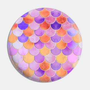 Orange, Purple & Gold Mermaid Scale Pattern Pin