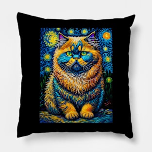 The Persian Cat in starry night Pillow