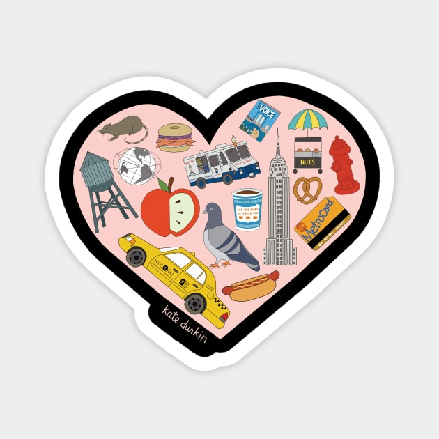 New York Valentine Magnet by Kate Durkin Illustration