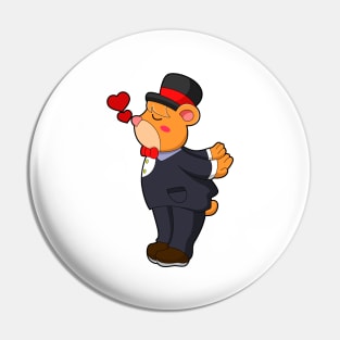 Bear as Groom with Suit & Hat Pin