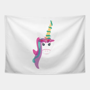 Pink, Green and Purple Unicorn with Rainbow hair Tapestry