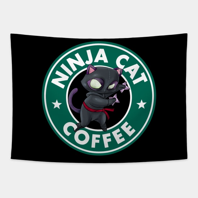 Ninja Cat Coffee Tapestry by peekxel