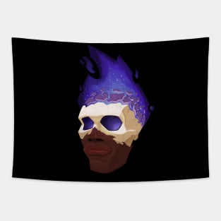 Skull on Purple Fire Tapestry