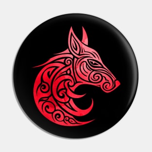 Celtic Nordic Fox Blood Red Watercolor Pin