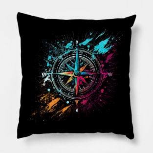 Colorful airbrush graffiti compass Pillow