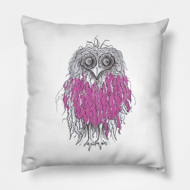 Freaked Out Funky Owl Pillow by VioletGrant