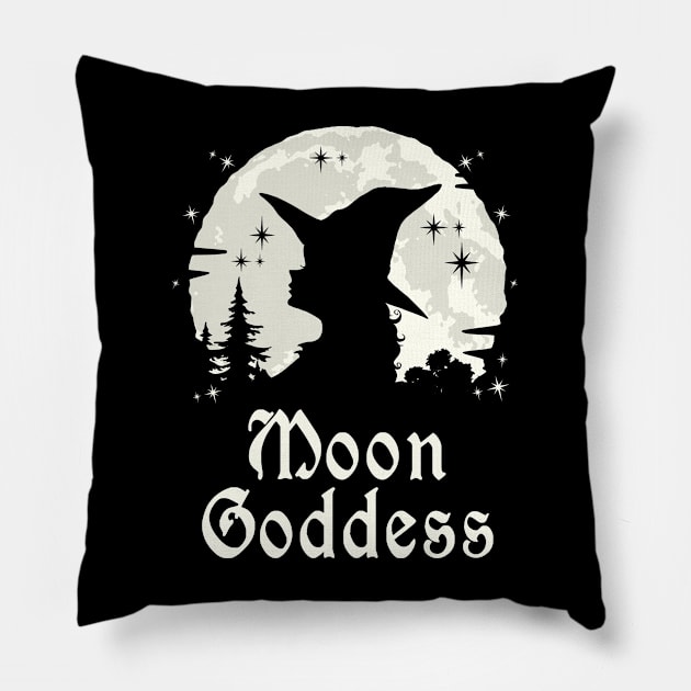 Wicca Witchcraft Moon Goddess Pillow by Tshirt Samurai