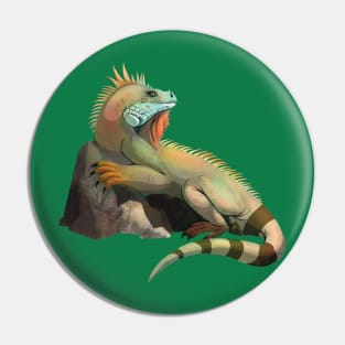 Green tropical iguana Pin