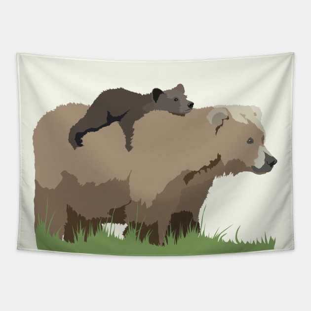 Brown Bear and Cub Tapestry by NorseTech