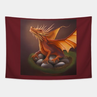 Red Dragon Hatching Eggs Tapestry