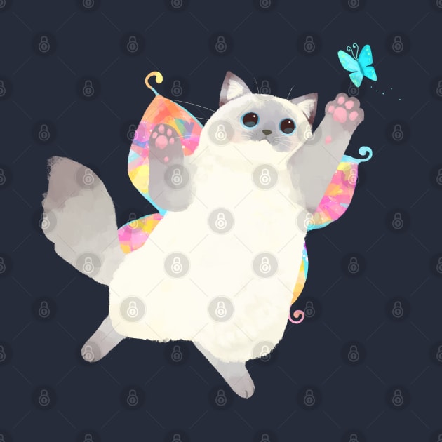 Fairy Cat Catching Butterfly (ragdoll cat) by You Miichi