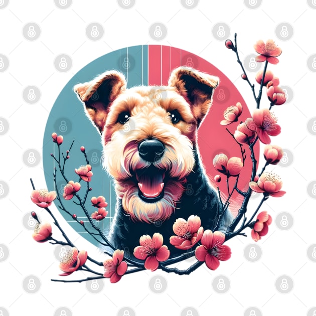 Lakeland Terrier Delights in Spring Cherry Blossoms by ArtRUs