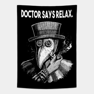 Doctor Says Relax. Vintage Plague Doctor Tapestry