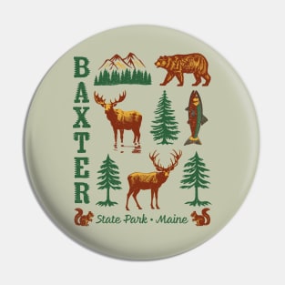 Baxter State Park Maine ME Animal Lovers Hiking Vintage Design Souvenirs Pin