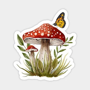 Mushroom and Butterfly Magnet