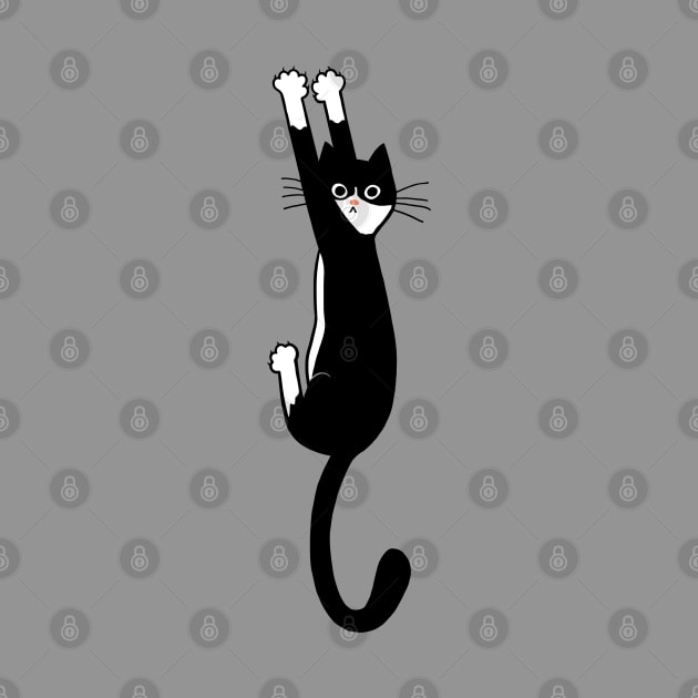 Black and White Cat Hanging On | Funny Tuxedo Cat by Coffee Squirrel
