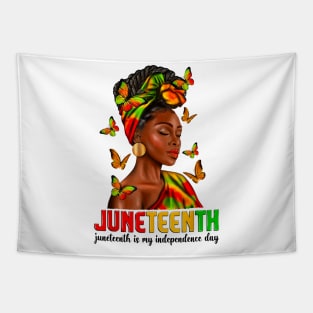 Juneteenth Is My Independence Day Shirt Womens Black Pride Tapestry