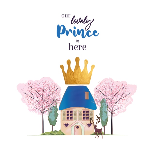 Baby Boy Crowned Blue Gold Fairy Prince Castle by Space Sense Design Studio