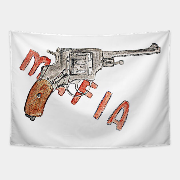 Colt weapon. Mafia in business. Tapestry by GalinART