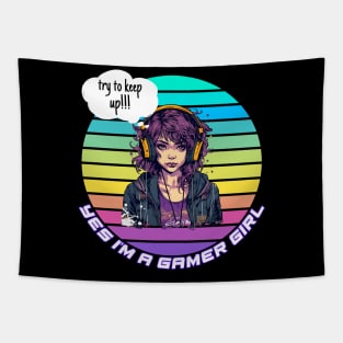 Yes I'm A Gamer Girl Funny Video Gamer Gift Gaming Lover Tapestry