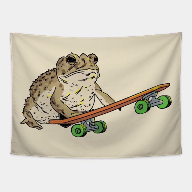 Frog on Skateboard Tapestry by castrocastro