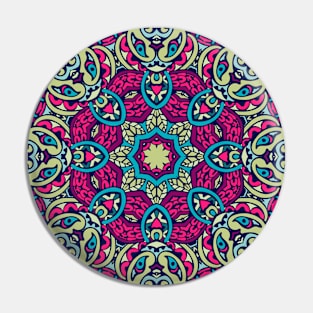 Colorful Indian Mexican Ethnic Oriental Rug Mandala Boho Pattern Pin