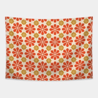 Retro 70s Flower Pattern Floral Orange Psychedelic flowers Tapestry