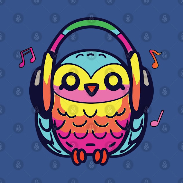 Happy Owl with headphones by SPJE Illustration Photography