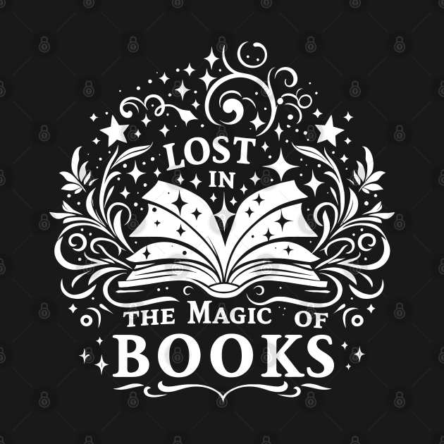 Lost in the magic of Books, Bookworm Reading Books Lover by Hobbs Text Art