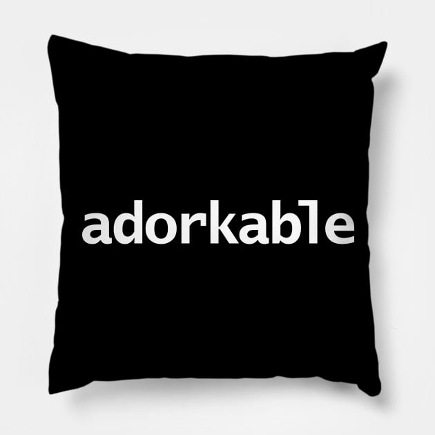 Adorkable Minimal White Text Typography Pillow by ellenhenryart