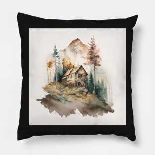 Muted Mountain Cabin Pillow