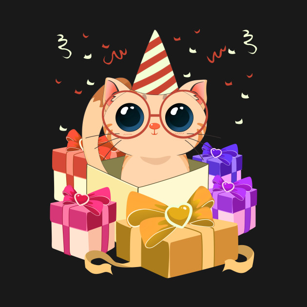 Funny Cat With Cute Party Hat Birthday Birthday Party Kids T