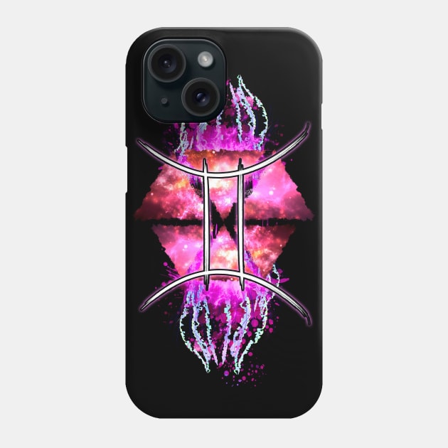Gemini Zodiac - Pink Abstract Phone Case by Scailaret