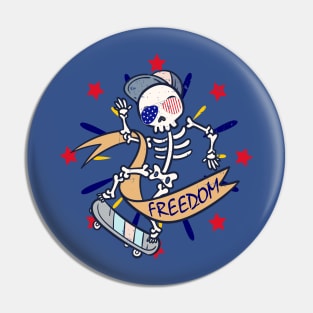 The Funny Skeleton Skateboard for Skateboarder Freedom Vibe Pin