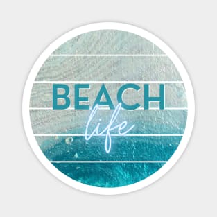 Beach Life - Teal & Pearl Acrylic Fluid Pour Magnet