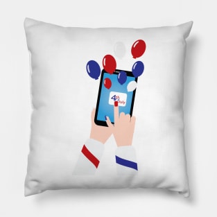 4th of july smartphone and balloons Pillow