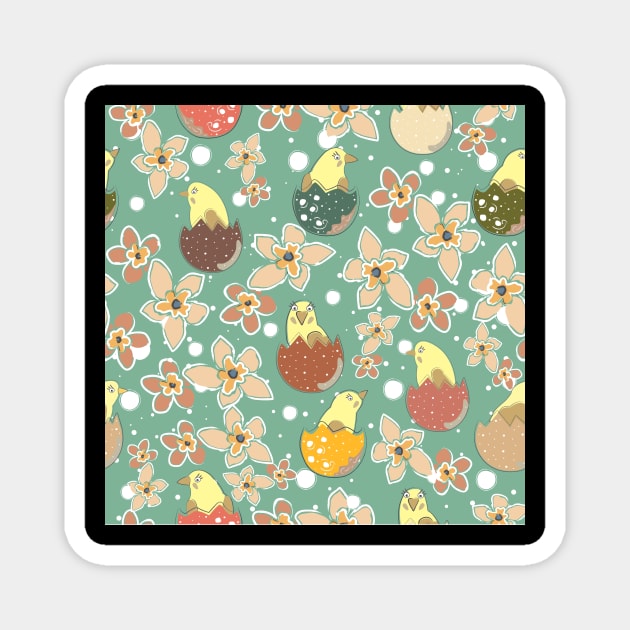 Chicken Pattern Magnet by Kristina Stellar Scandinavian Land