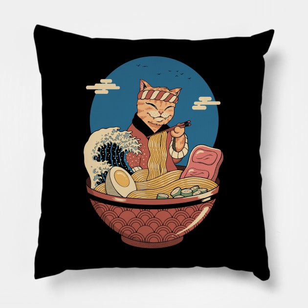 Catana Ramen Wave Pillow by Vincent Trinidad Art