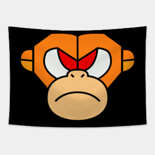 Angry Orange Geometric Monkey Tapestry