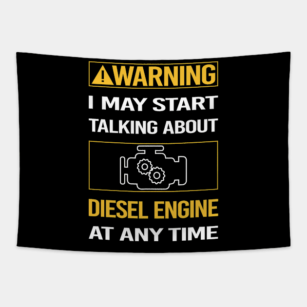 Funny Yellow Warning Diesel Engine Tapestry by relativeshrimp