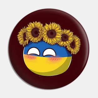 Ukraineball Polandball Countryball Sunflower Art Pin