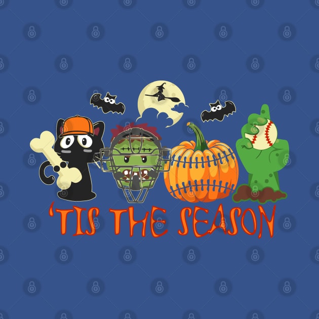 Funny Tis the Season Baseball Softball Season Fall Halloween by TeeCreations