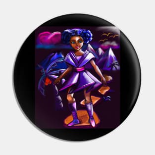 Anime girl with two puffs and lighting 2. Black afro anime girl in purple space fantasy scene ! beautiful  black girl with Braided hair, blue eyes, Cherry pink lips and dark brown skin. Hair love ! Pin