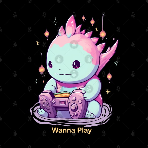 Gaming Axolotl by Little Bad Wren 