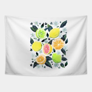 Assorted Watercolor Citrus Pattern - Green Tapestry